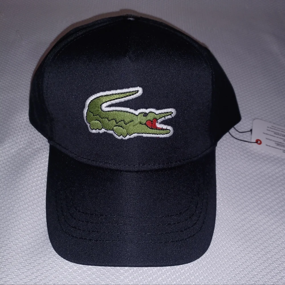 Black Lacoste Solid Cotton Baseball Cap NEW Black Lacoste Hat - Picture 1 of 5